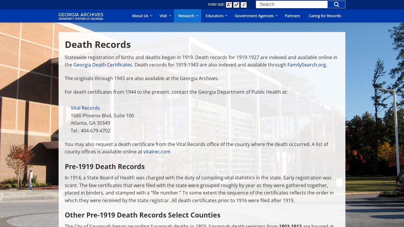 Death Records - Georgia Archives